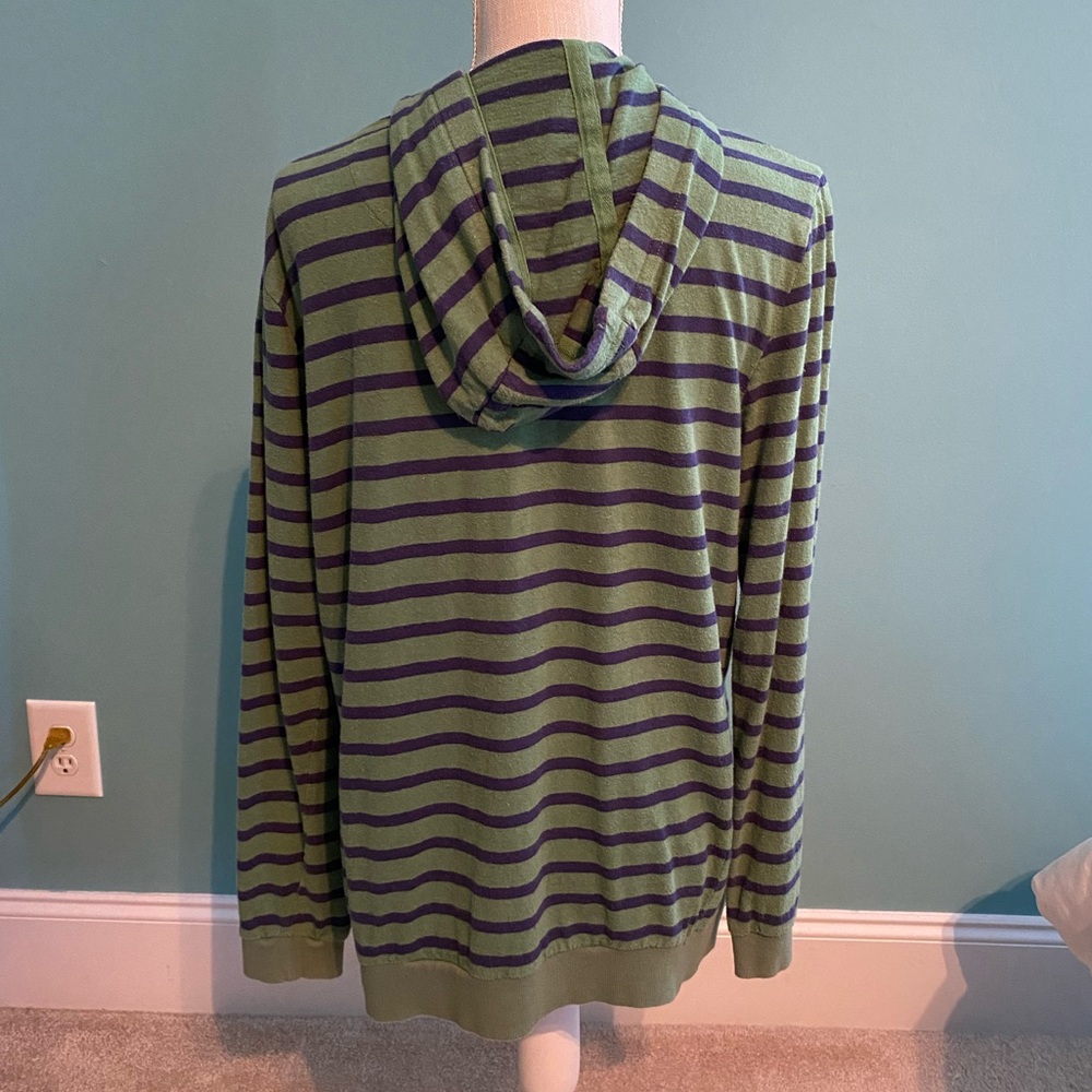 Braintree Hemp Hoodie Blue and Green Striped - Picture 3 of 6